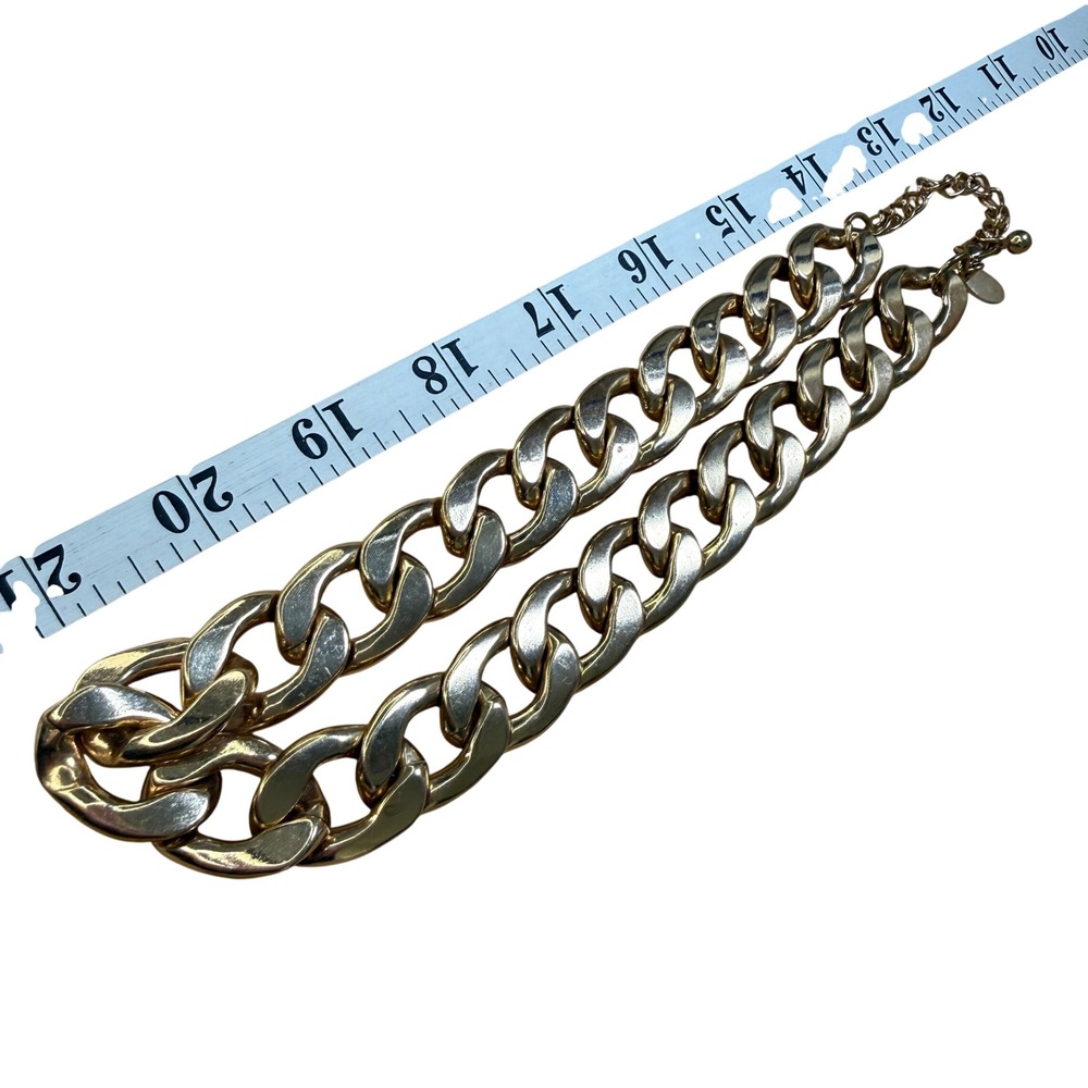 Guess Chain Necklace Gold Statement Chunky Bold Chic - Picture 3 of 8